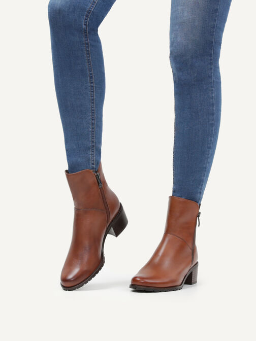 Lederstiefelette - braun, COGNAC NAPPA, hi-res
