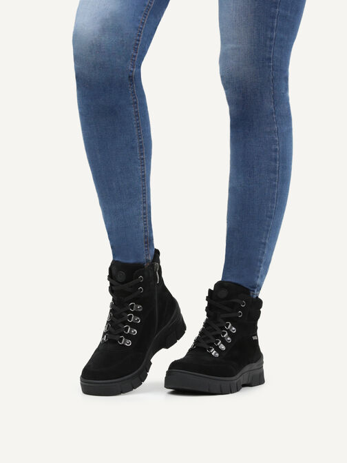 Lederstiefelette - schwarz Warmfutter, BLACK SUEDE, hi-res