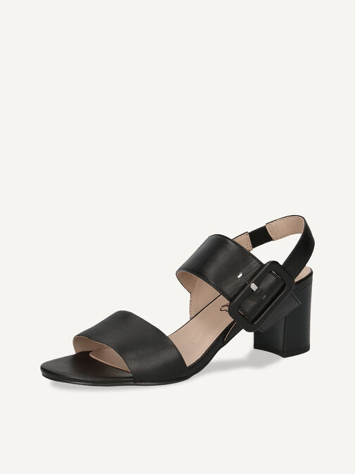 Sandale à talon en cuir - noir, BLACK NAPPA, hi-res