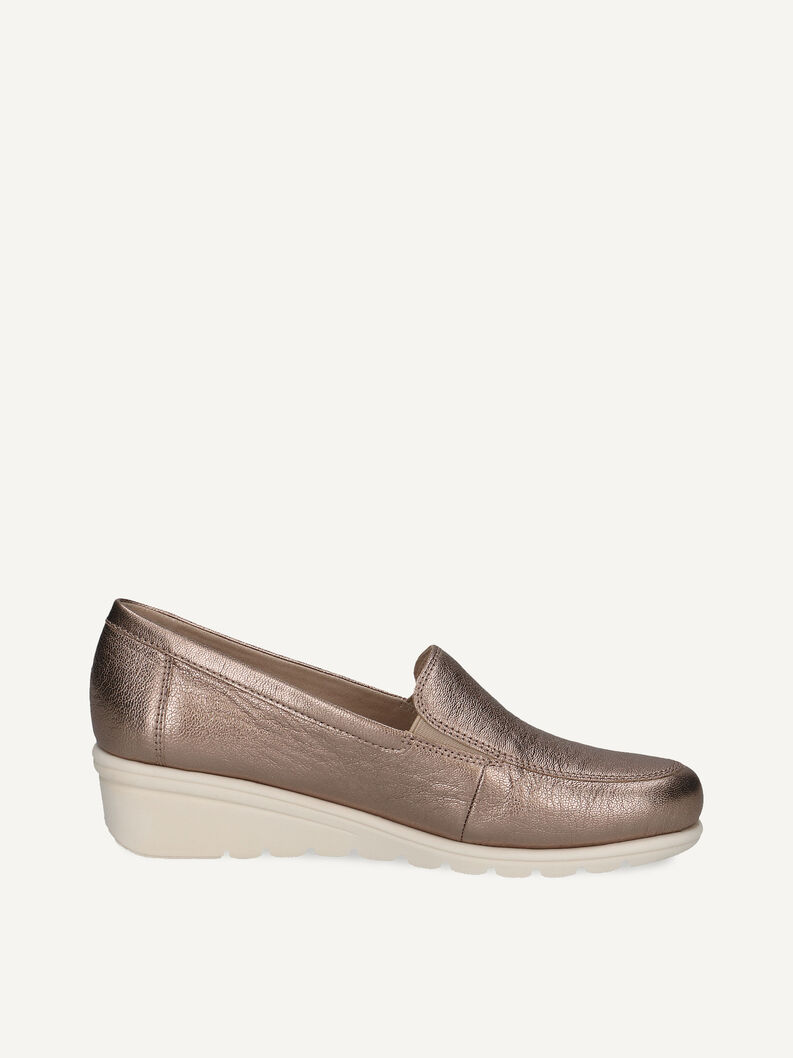 Lederslipper - braun, TAUPE METALLIC, hi-res