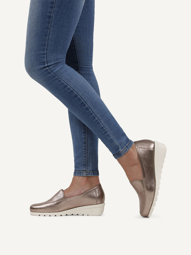 Lederslipper - braun, TAUPE METALLIC, hi-res