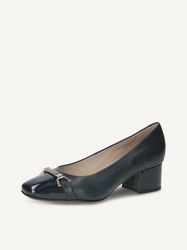 Décolleté Donna CAPRICE 9-29604-42 In Pelle, Tacco 55mm, Larghezza G Con Plantare Memory Foam