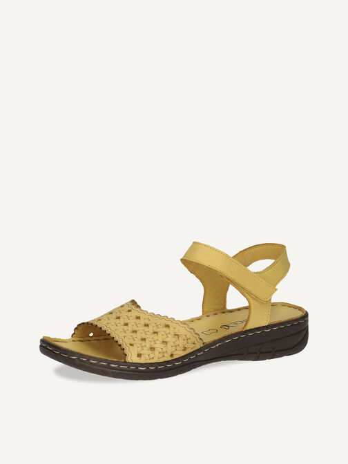 Sandale à talon en cuir - jaune, YELLOW NAPPA, hi-res