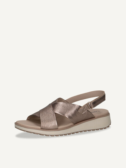 Sandale en cuir - marron, TAUPE METALLIC, hi-res