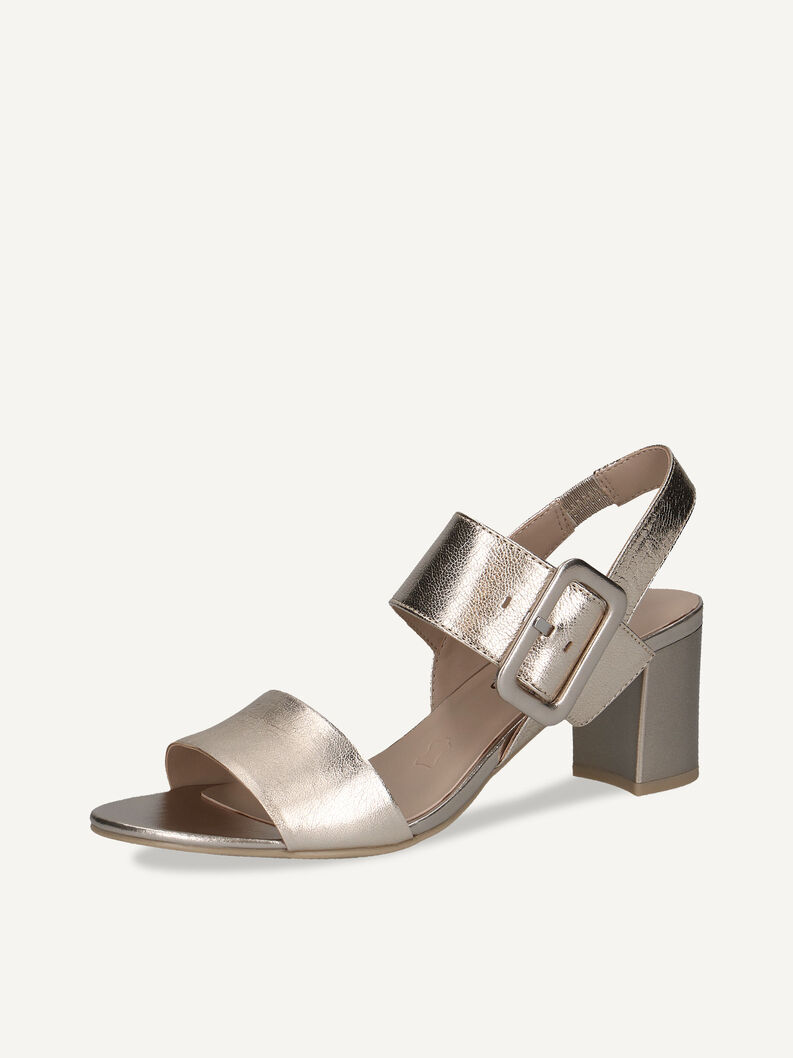 Ledersandalette - metallic, PLATIN METAL., hi-res