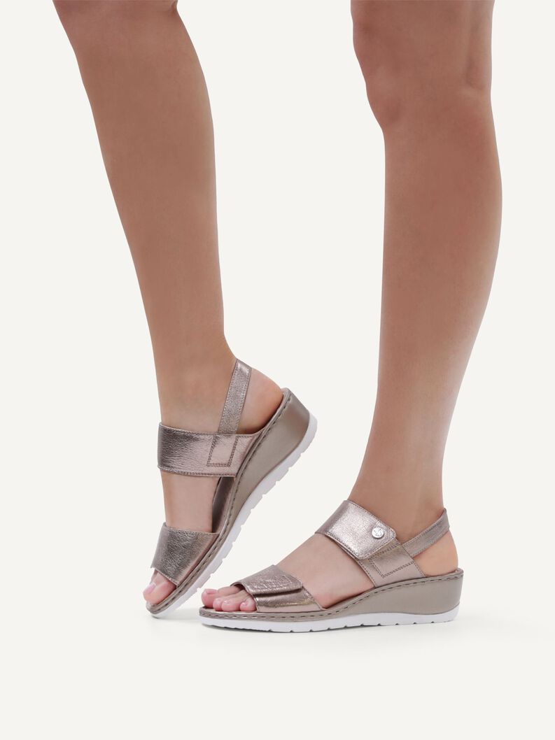 Ledersandalette - braun, TAUPE METALLIC, hi-res
