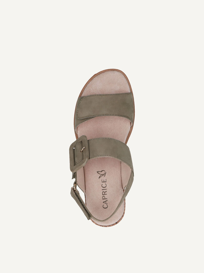 Ledersandalette - khaki, OLIVE NUBUC, hi-res