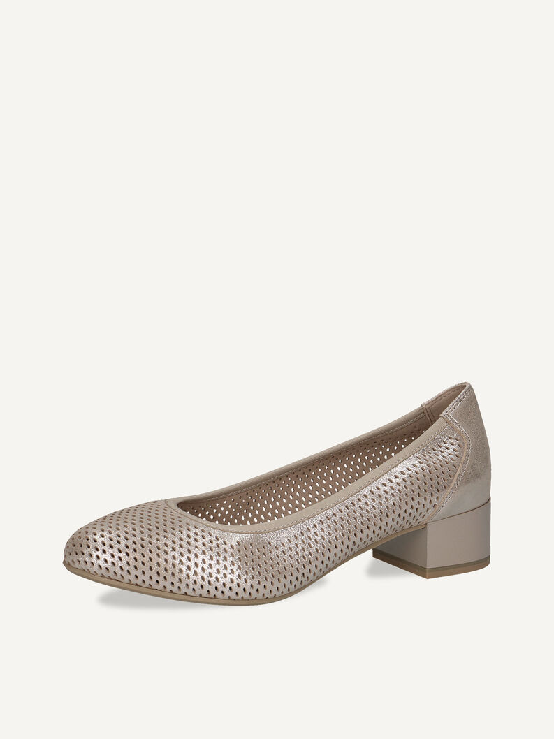 Lederpumps - braun, TAUPE METALLIC, hi-res