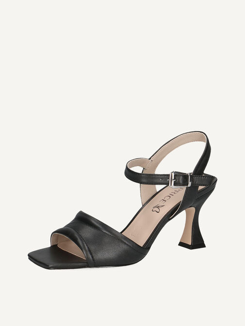 Sandale à talon en cuir - noir, BLACK PEARL, hi-res