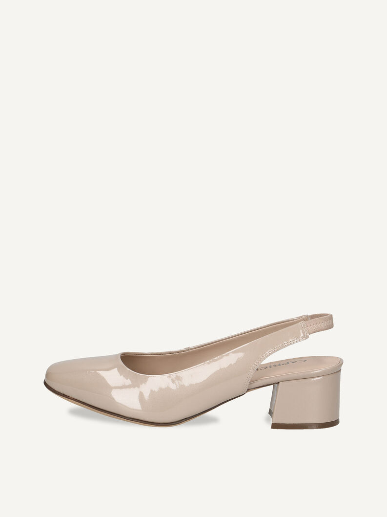 Lederslingpumps - beige, BEIGE PATENT, hi-res