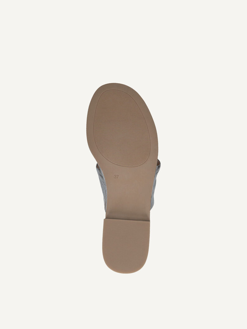 Lederpantolette - silber, SILVER METAL., hi-res