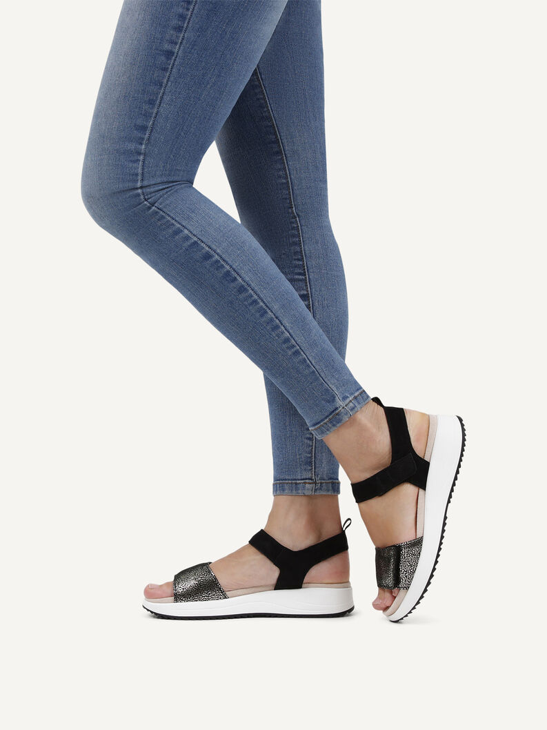 Ledersandale - schwarz, BLACK COMB, hi-res