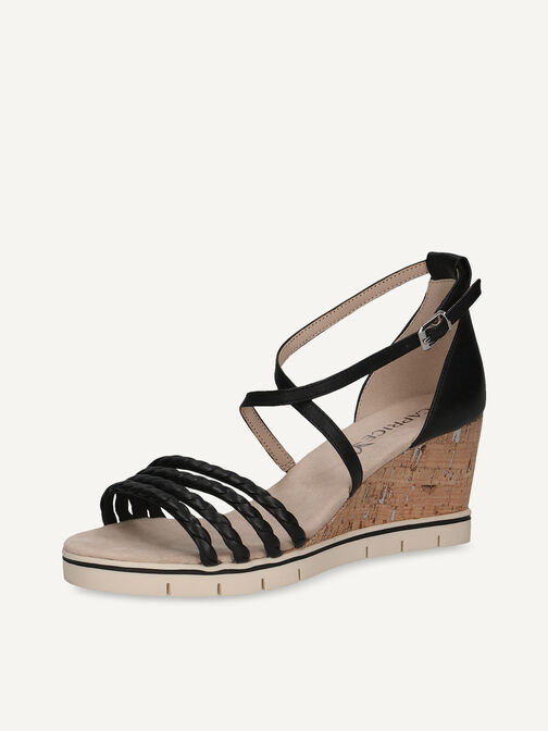 Sandale à talon en cuir - noir, BLACK NAPPA, hi-res