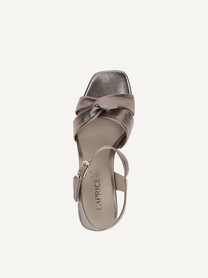 Ledersandalette - braun, TAUPE METALLIC, hi-res