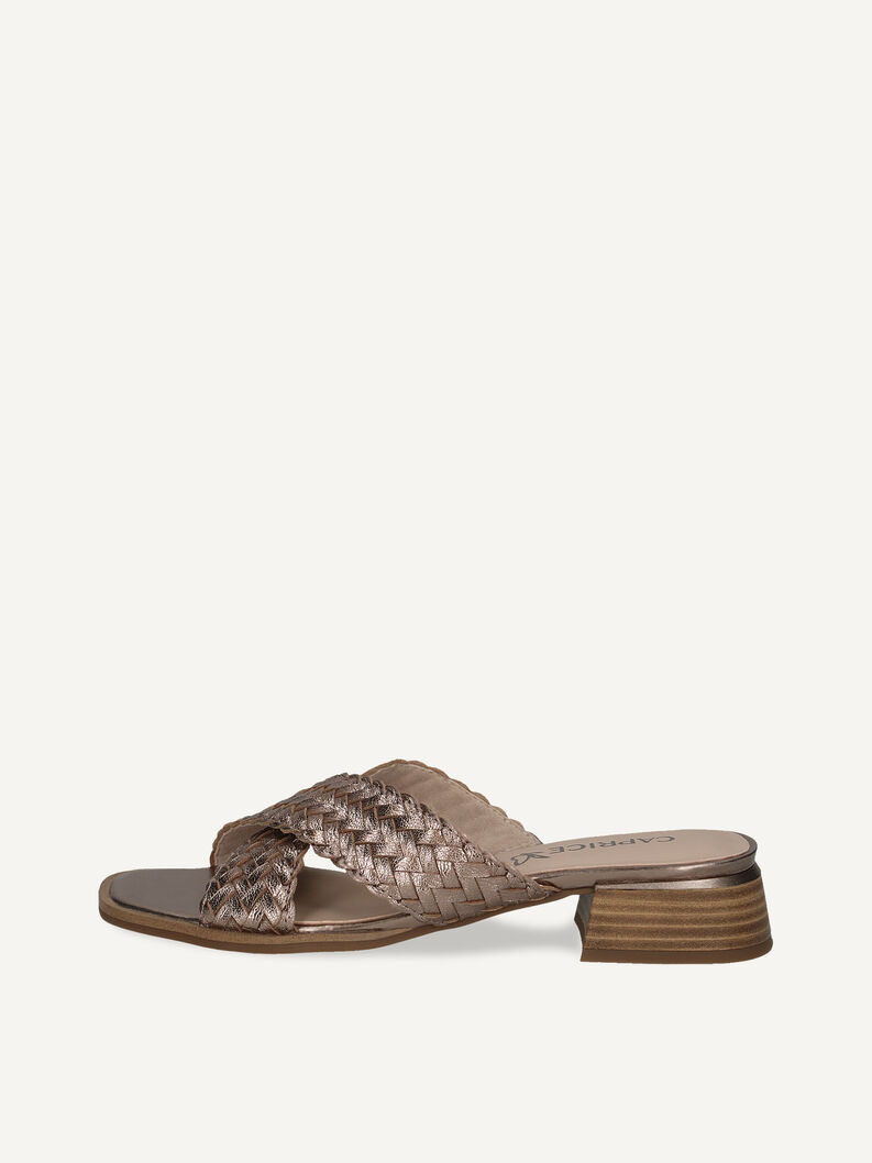 Lederpantolette - braun, TAUPE METALLIC, hi-res