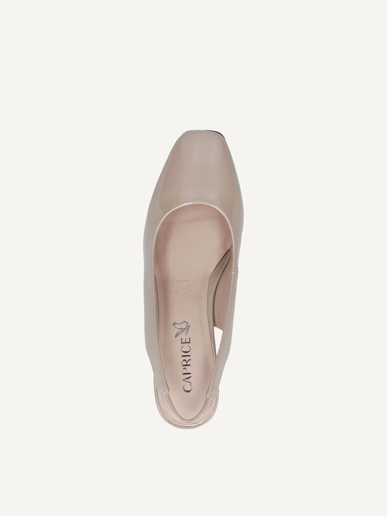Lederslingpumps - beige, BEIGE PATENT, hi-res