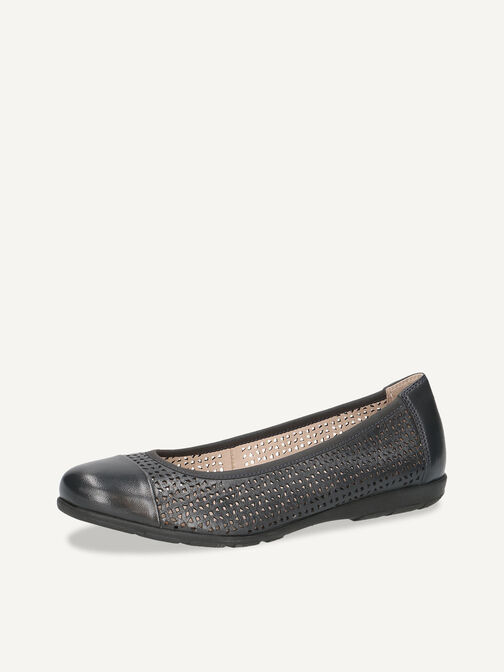 Ballerine en cuir - bleu, OCEAN SOFTNAP., hi-res