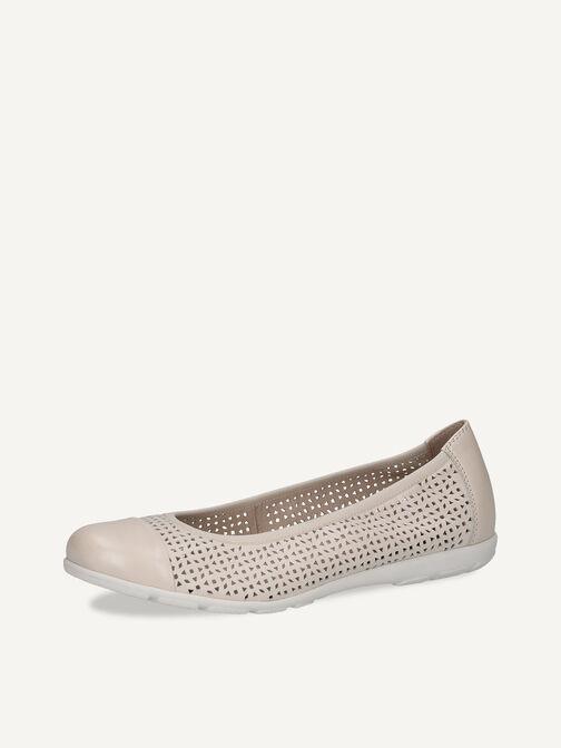 Ballerine en cuir - beige, CREAM PERLATO, hi-res