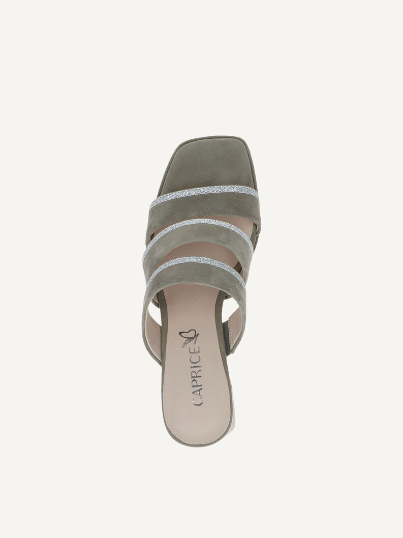 Lederpantolette - khaki, OLIVE SUEDE, hi-res