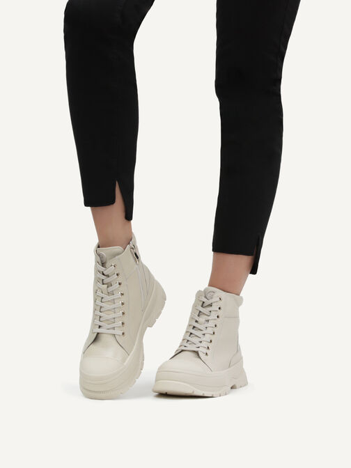 Lederstiefelette - weiß Warmfutter, ECRU NAPPA, hi-res