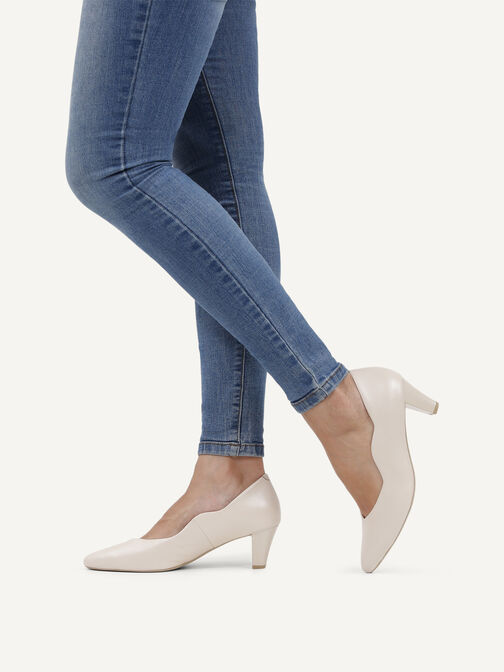 Escarpin en cuir - beige, CREAM PERLATO, hi-res