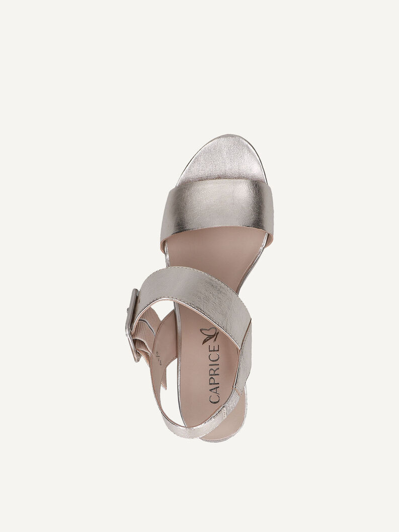 Ledersandalette - metallic, PLATIN METAL., hi-res