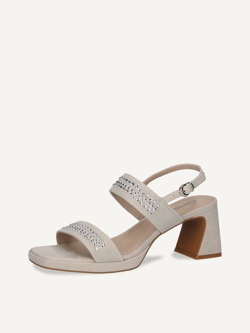 Sandale à talon en cuir - gris, LT.GREY SUEDE, hi-res