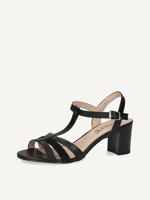 Sandale à talon en cuir - noir, BLACK COMB, hi-res