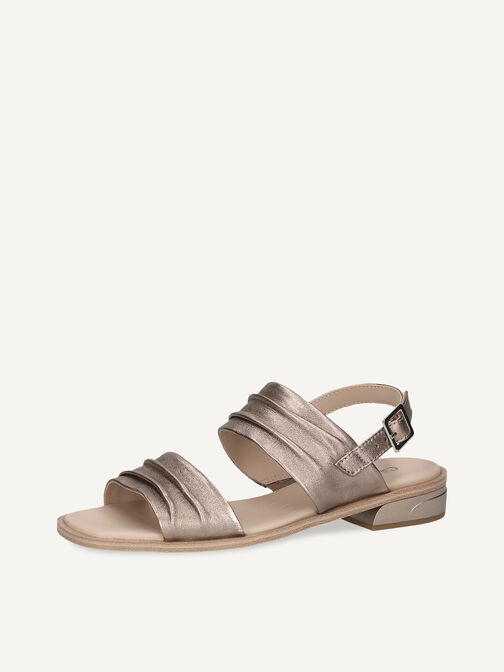 Sandale en cuir - marron, TAUPE METALLIC, hi-res