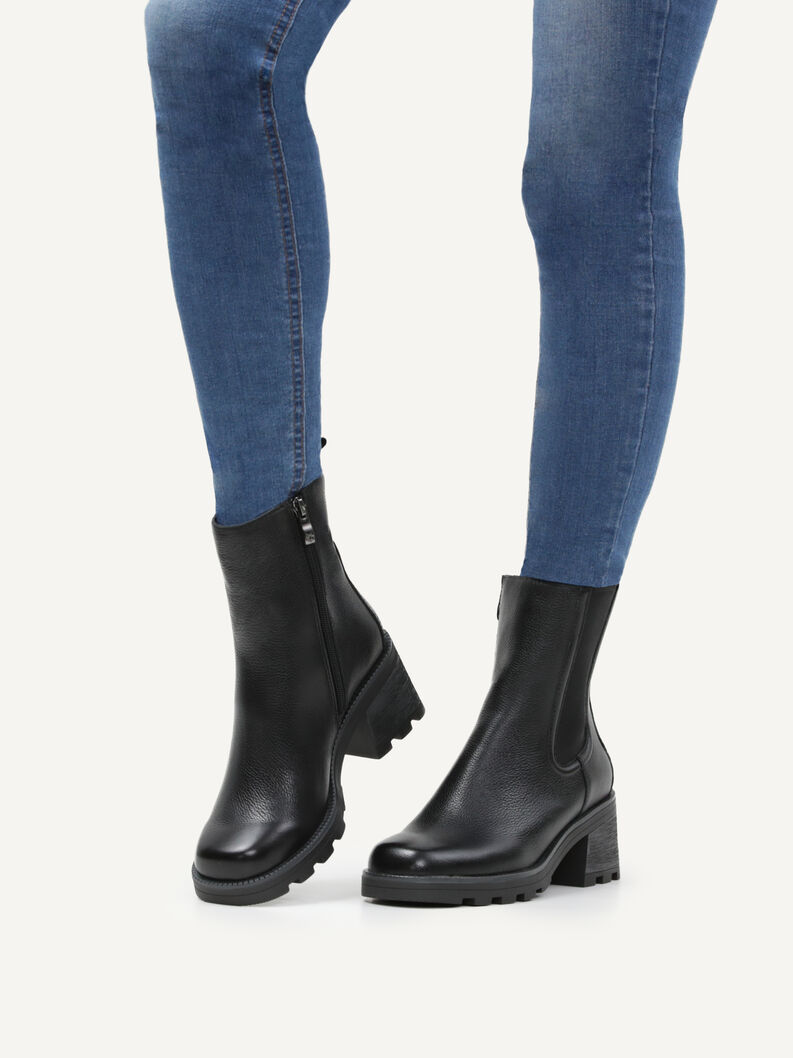 Lederstiefelette - schwarz, BLACK NAPPA, hi-res