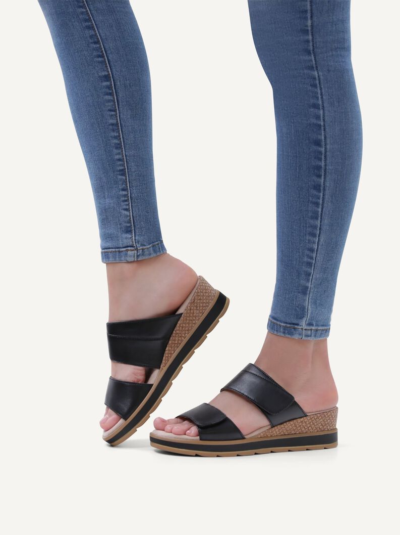 Lederpantolette - schwarz, BLACK SOFTNAP., hi-res