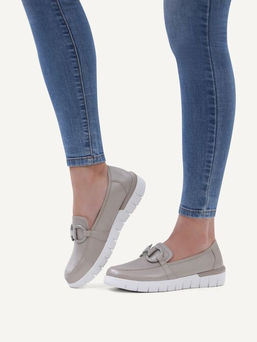 Slipper en cuir - marron, TAUPE PER.DEER, hi-res