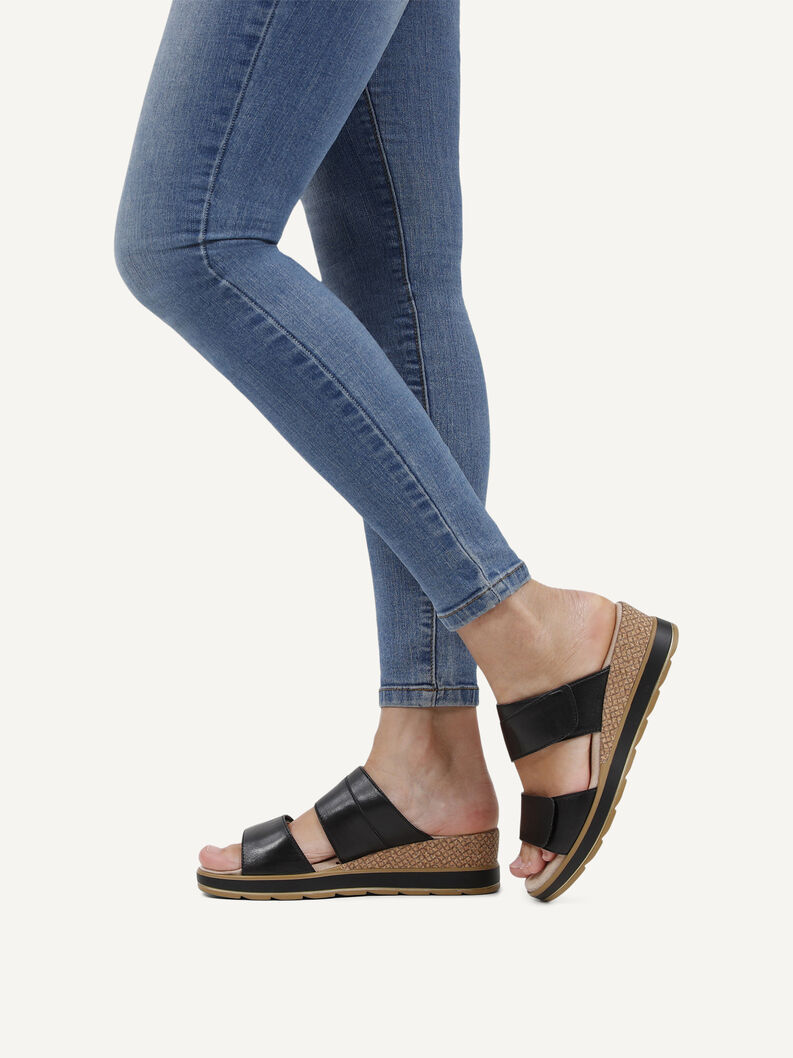 Lederpantolette - schwarz, BLACK SOFTNAP., hi-res