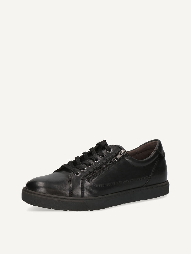 Ledersneaker - schwarz, BLACK/BLACK, hi-res