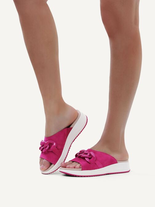 Mule en cuir - rose fuchsia, FUCHSIA SUEDE, hi-res