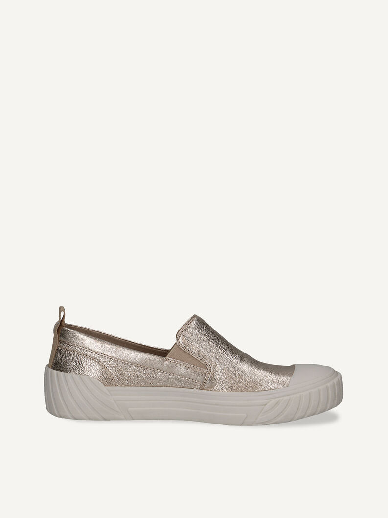 Lederslipper - metallic, PLATIN METAL., hi-res