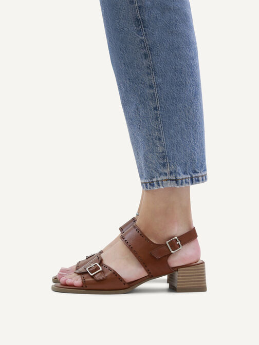 Heeled sandal, COGNAC NAPPA, hi-res