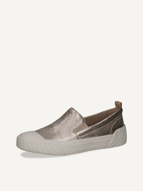 Slipper en cuir - métallique, PLATIN METAL., hi-res