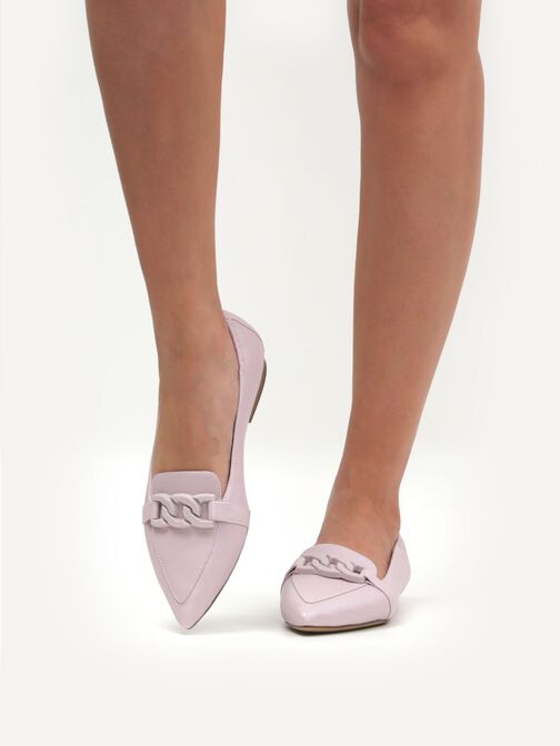 Ballerine en cuir - mauve, LT.PURPLE PERL, hi-res