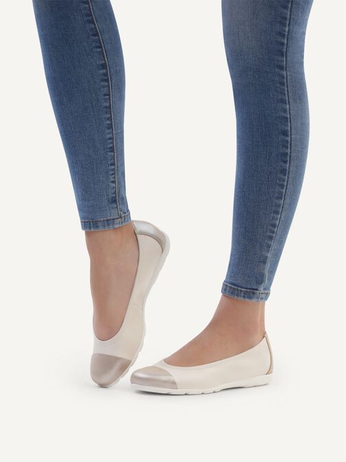 Ballerine en cuir - métallique, CREAM COMB, hi-res
