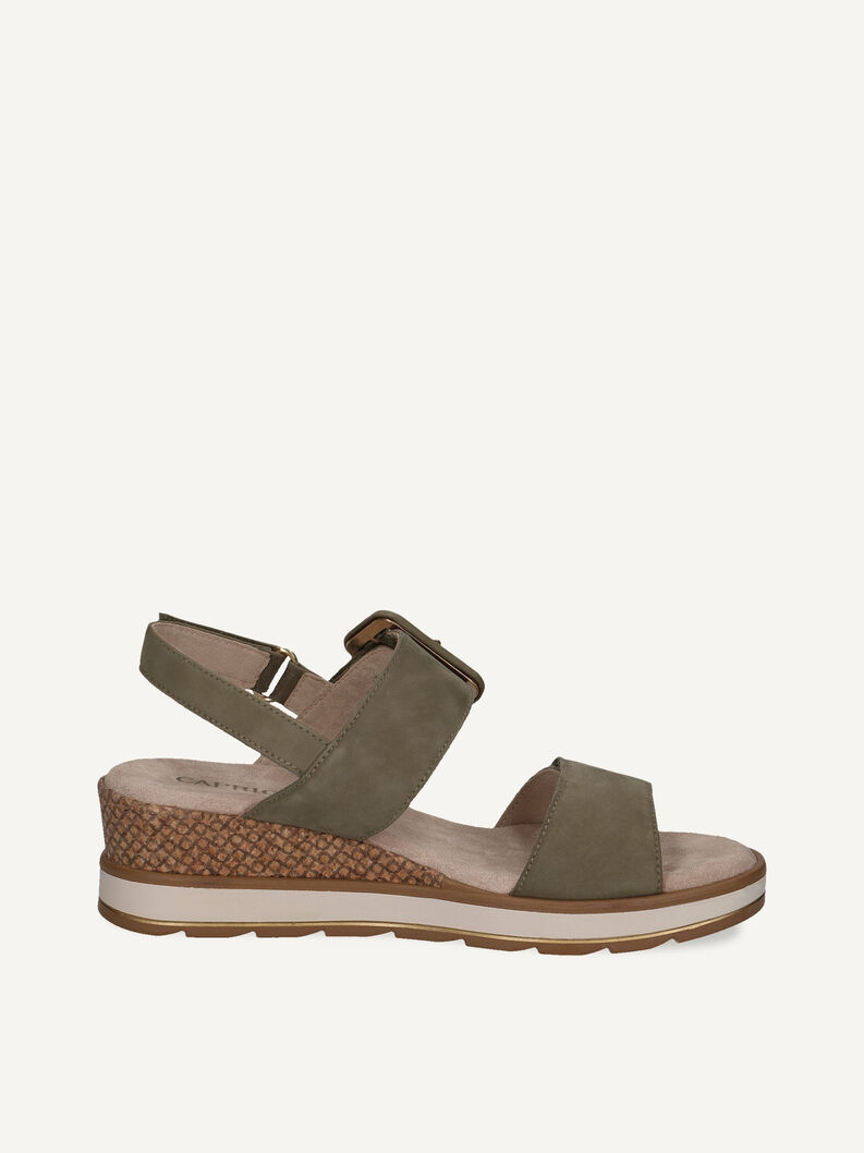 Ledersandalette - khaki, OLIVE NUBUC, hi-res