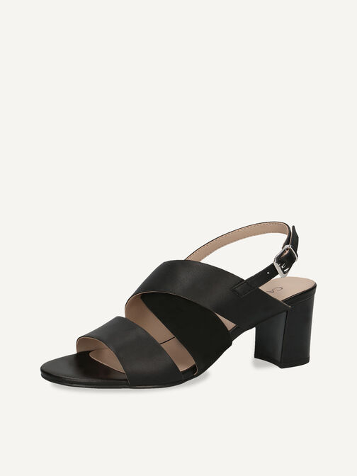 Sandale à talon en cuir - noir, BLACK COMB, hi-res