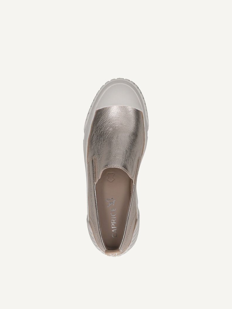 Lederslipper - metallic, PLATIN METAL., hi-res