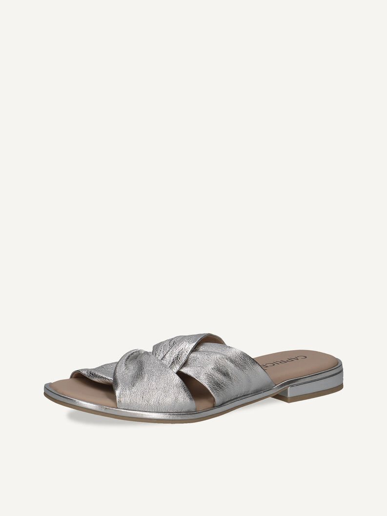 Lederpantolette - silber, SILVER METAL., hi-res