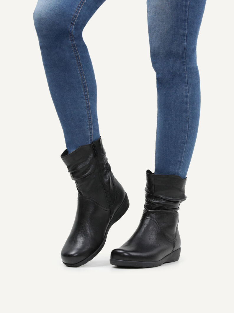 Lederstiefelette - schwarz Warmfutter, BLACK NAPPA, hi-res