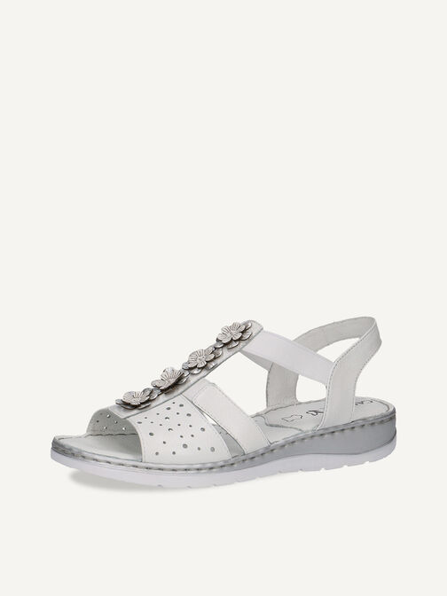 Sandale à talon en cuir - blanc, WHITE COMB, hi-res