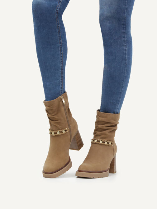 Lederstiefelette - khaki, OLIVE SUEDE, hi-res