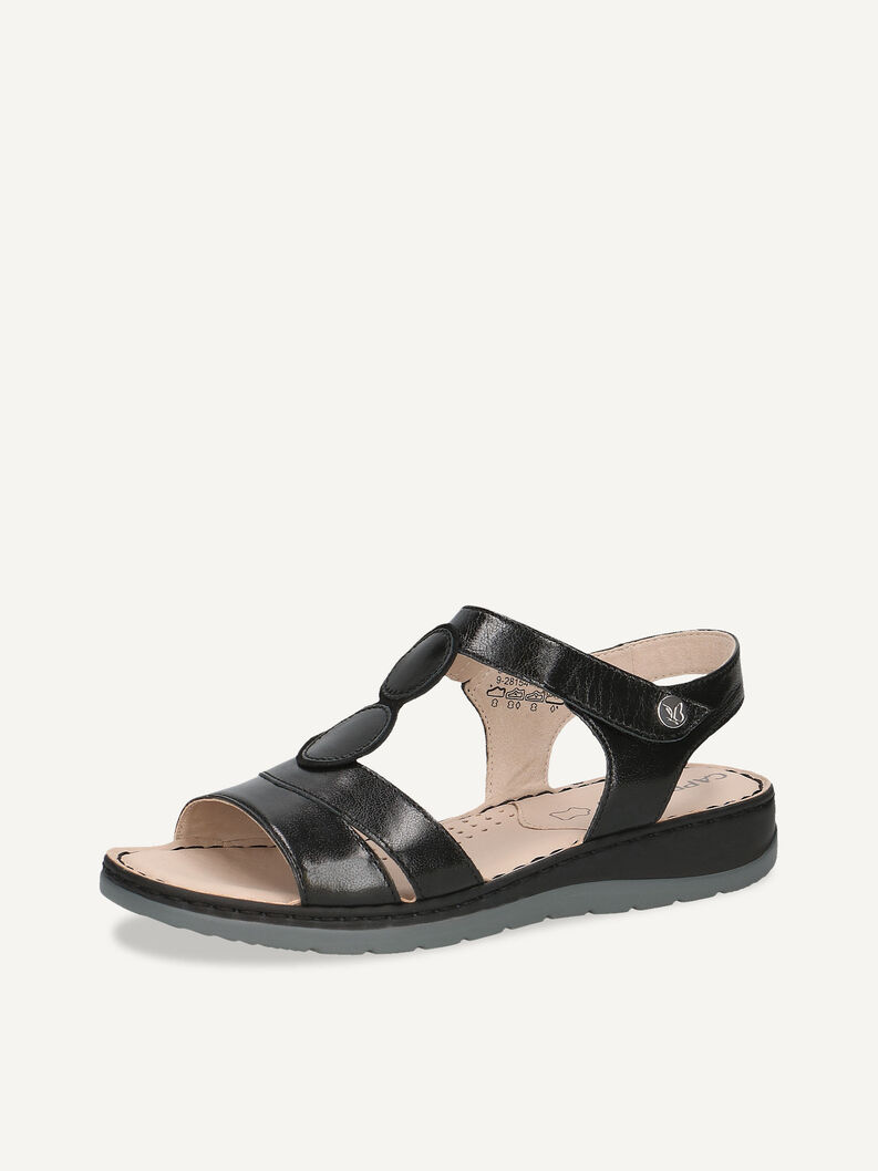 Ledersandalette - schwarz, BLACK MET.COMB, hi-res