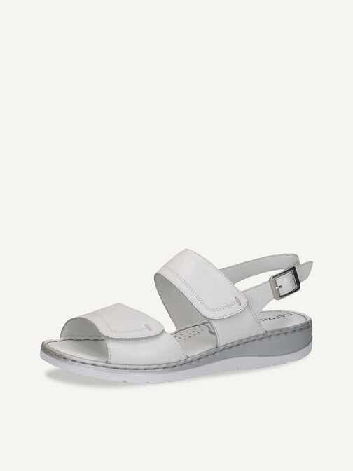 Sandale à talon en cuir - blanc, WHITE NAPPA, hi-res