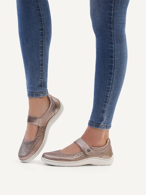 Ballerine en cuir - marron, TAUPE METALLIC, hi-res